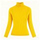 Women's Yellow Ribbed Turtleneck Sweater - Slim-Fit Warm Pullover
