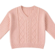 Blush Pink V-Neck Cable-Knit Sweater