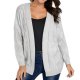 Women's Grey Diamond Cable-Knit Open-Front Cardigan