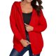 Women's Red Hooded Zip-Up Cardigan